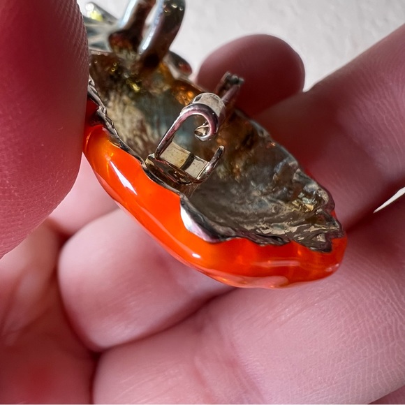 Vintage Pineapple Brooch / Pin / Necklace Pendant, Orange Yellow Green, Flora - Picture 6 of 6